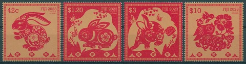 Fiji 2023 MNH Year of Rabbit Stamps Chinese Lunar New Year 4v Set Cover