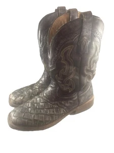 Corral Herren Westernstiefel Größe 10 D - breite eckige Spitze - A4188 gewebt braun - Bild 1 von 11
