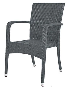 2x Garten Stapelstuhl Balkon Terrasse Stuhl Stühle Sessel Rattan Optik grau - Bild 1 von 2