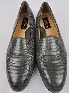 Giorgio Brutini Grey Genuine Snake Skin Loafers Shoes Size 10.5 - Picture 1 of 9