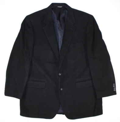 Bill Blass Blazer Mens 46 L 100% Camel Hair Flannel Sport Coat Jacket USA Black - Image 1 of 4