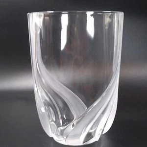 Heavy Crystal Oval Vase Clear w/ Swirled Swags of Frosted Glass 10" Tall - Picture 1 of 8