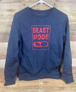 Cat & Jack Dk Blue Beast Mode On Boys XL (16) Sweat Shirt Long Sleeve Fleece Top - Picture 1 of 3