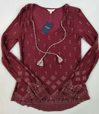 new LUCKY BRAND women shirt blouse top 7W63436 W01/510 burgundy red sz S $44.50