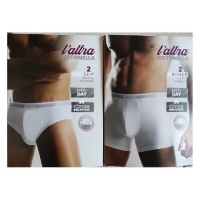 SET 2-4-6 SLIP UOMO COTONELLA 2383-2384 MUTANDA BOXER NERO BIANCO ELASTICIZZATO