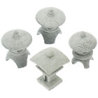 4 Pcs Miniature Sandstone Pagoda Lanterns: Table Desktop Decor