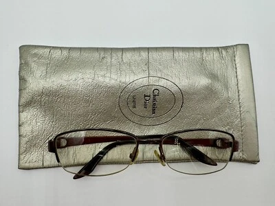 Christian Dior Eyeglasses Frames Metal Brown Rhinestone In Case - Image 1 of 4