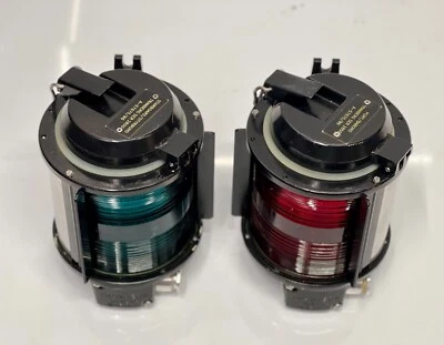 Lámpara Eléctrica Marina Antigua Victoriana Reformada Tranberg Verde/Rojo Juego de 2 Foto 1 de 4