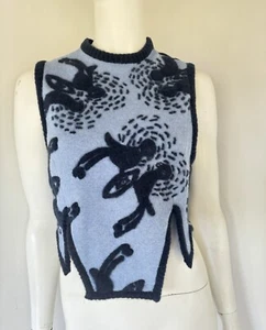 Khosrov handmade cashmere/wool/silk  sweater vest blue sz S/M - Picture 1 of 9