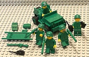 LEGO Minifigures 5 Army Men Military Soldiers Rifles Lego Jeep Minifigs Guys - Picture 1 of 9