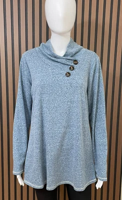 Blusa informal Soft Surroundings Brinley para mujer M azul mezcla de poliéster Foto 1 de 4