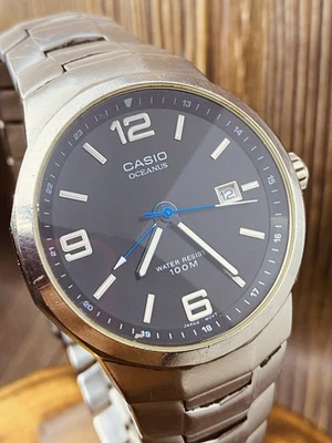 Casio Hombre Negro Dail Analógico Acero Alarma Casio Oceanus 2716 DC-103 #8686 Foto 1 de 4