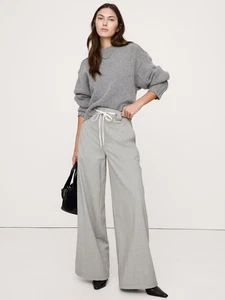 Banana Republic 4 High-Rise Wide-Leg italienische Wollhose hellgrau #826284 - Bild 1 von 10