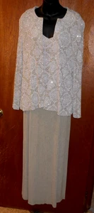 Alex Evenings Women's Sequin Mother of The Bride Jacket and Dress Taupe Size 14 - Picture 1 of 13