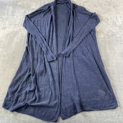 Cárdigan plumero Vince para mujer grande azul frente abierto tejido mezcla de lino claro Foto 1 de 4