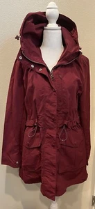 J Crew Perfect Lightweight Raincoat Burgundy Maroon Water Resistant Jacket XS - Picture 1 of 6