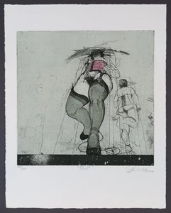Erhard Göttlicher Flucht Farbradierung 1977 handsigniert u. nummeriert - Bild 1 von 1