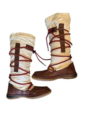 Pajar White & DarkTan Grip Boots W/Red Strap Canada Eu 37  US Sz 6-6 1/2 - Image 1 of 4