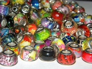 NEW 300/Pc COLORFUL random Mixed 14mm RESIN European Beads lot * FREE Shipping - Picture 1 of 11