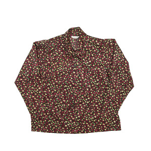 DIAL Bow Collar Blouse Maroon Floral Long Sleeve Womens S