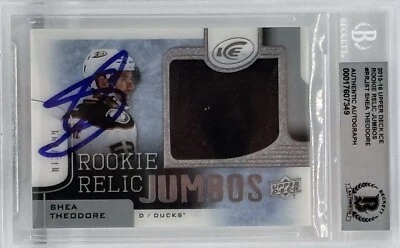 Shea Theodore Signed 2015-16 UD Ice Rookie Relic Jumbos #RRJST /299 BAS Auto 10 - Image 1 of 3