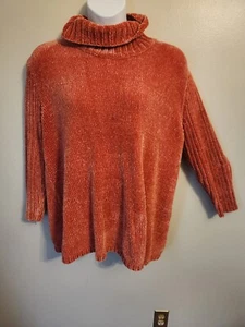 Woman Within Cowl Neck Fall Orange Sweater L 18 20 - Picture 1 of 5