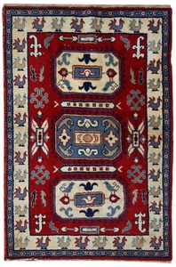 Alfombra anejo Caucásico Kazak hecho a mano 122cm x 185cm 1970s - 1C521 - Picture 1 of 9