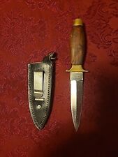 Vintage Stainless PAKISTAN Fixed Knife Wood/Brass - Leather Belt Mount Sheath