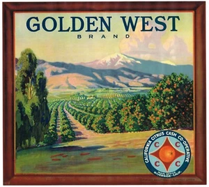 ORIGINAL ORANGE CRATE LABEL RIVERSIDE COUNTY C1930 GOLDEN WEST ORCHARD MOUNTAIN - Picture 1 of 1