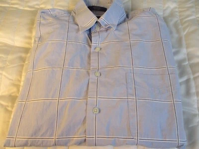 Camisa Alan River Para Hombre Grande Azul Blanco Negro Cuadros Ventana Manga Larga Foto 1 de 4