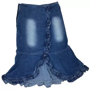Falda Rifelessi Mujer Talla 9/10 Azul Denim Volantes Cremallera Rota Imperfecta - Imagen 1 de 7