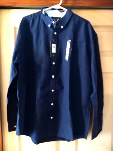 Tommy Hilfiger Mens Long Sleeved Dress Shirt Size XXL NWT Navy - Picture 1 of 2