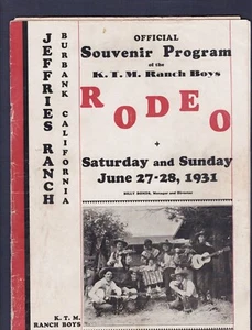 MUY RARO 1931 JIM JAMES JEFFRIES RANCH GRANERO programa de rodeo BURBANK CALIFERIA - Imagen 1 de 1