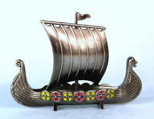 DE COLECCIÓN METAL BARCO VIKINGO MODELO 6" NÓRDICO LONGBOAT RÉPLICA RECUERDO NORUEGA - Imagen 1 de 11
