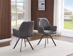 Modern Upholstered Swivel Arm Chair for Kitchen, Dining Room, Set of 4, Gray - Picture 1 of 7