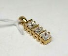 Sterling Silver Gold Toned 0.80" White Cubic Zirconia CZ Pendant TP 469 NEW