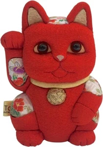Kakinuma Kimekomi Ningyo Maneki neko Japanische Handarbeit Glückskatze Rot Toko Japan - Bild 1 von 1