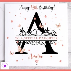Personalised 21st 18th 13th Monogram Birthday Card Daughter Sister Niece Wife - Picture 1 of 10