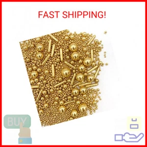 Sprinkles Gold Pearl Sugar Candy Mix Size, Nut Free, Baking Cake Decorations Cup - Picture 1 of 2