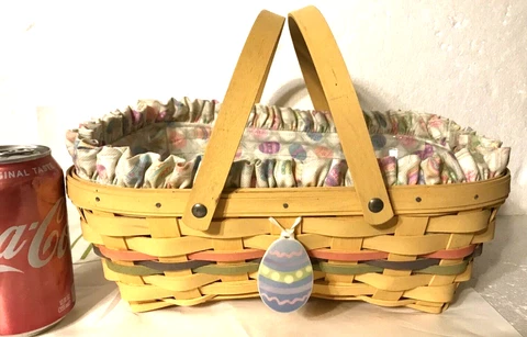 Longaberger Easter Basket Liner Protector Tie On Sun Washed Yellow 2005 Jerry #3 Cover