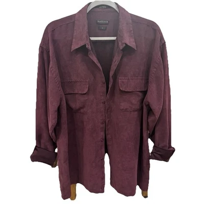 Van Heusen мужской бордовый/бордовый длинным рукавом на пуговицах мягкий искусственной замши размер LT - Изображение 1 из 4