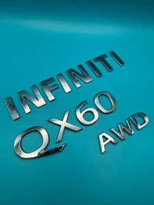 OEM 2022 - 2025 Infiniti QX60 AWD Emblem Set Rear Badge Logo Chrome - Picture 1 of 4