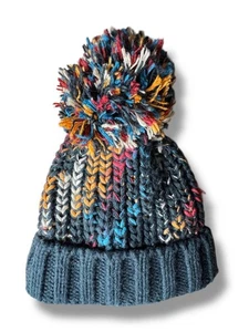 Next Kids Bobble Hat 3–4 Years Navy Multicoloured Knit Fleece Lined Winter Warm - Picture 1 of 7