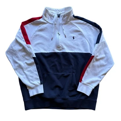 Polo Ralph Lauren Quarter Zip Sweatshirt Size XXL Red/White/Blue Colorblock - Image 1 of 4
