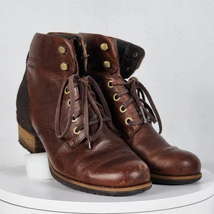Merrell Oak J42460 Brown 2-Tone Lace up Ankle Boots Block Heel Women 8.5 - Picture 1 of 23