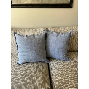 Lauren Ralph Lauren Kissen Set Tweed Blau Weiß NEU 20x20 Baumwolle Federn Paar - Bild 1 von 9