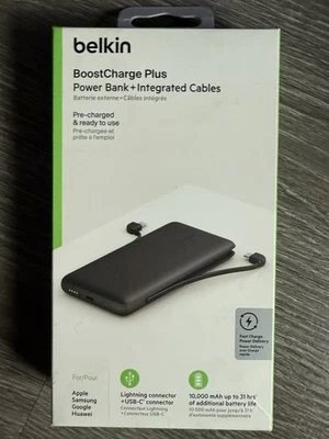 Cargador portátil Belkin BoostCharge Plus 10000 mAh USB-C con cable integrado Foto 1 de 2