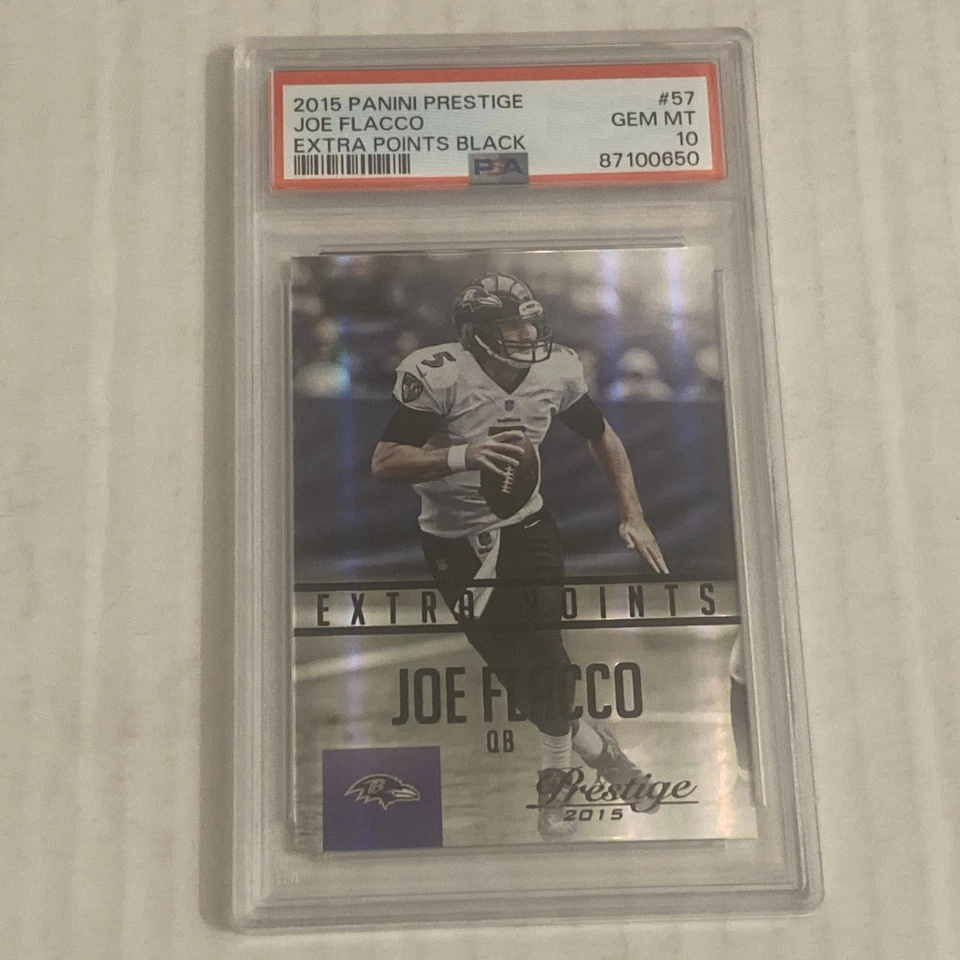 2015 Prestige Joe Flacco Extra Points Black #10/10   PSA 10   Pop 1 - Image 1 of 2