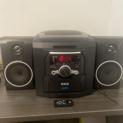 RCA 5-Disc CD Changer Home Stereo System Remote Radio Aux In RS22162 W/ Speakers - Image 1 of 4