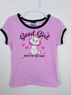 Vintage Y2k Disney Aristocats Marie Good Girl Tee Shirt Rare Girls 5T Pink - Image 1 of 4
